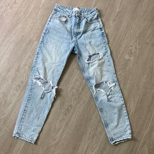Zara High Rise Distressed Jeans